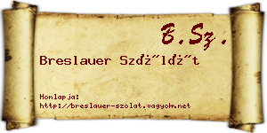 Breslauer Szólát névjegykártya
